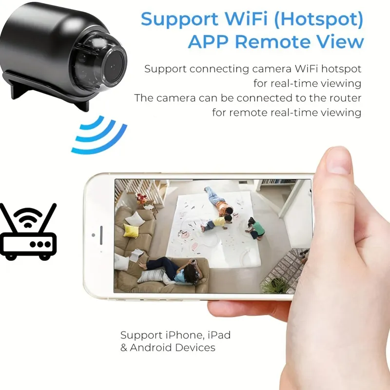 Mini cámara WiFi HD de 1080P para seguridad en interiores, vigilancia, monitor para bebés, videocámara con visión nocturna, cámara IP, grabadora de audio y video_voghion.com