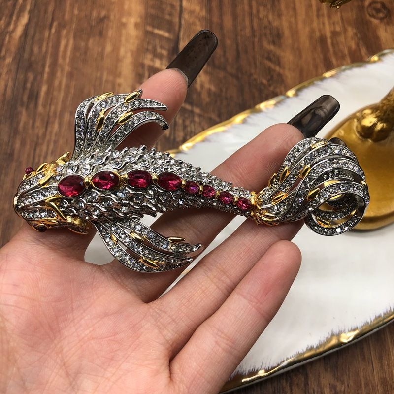 Copper plated gold set with precious stones and diamonds high class corsage pin creative design accessories_voghion.com