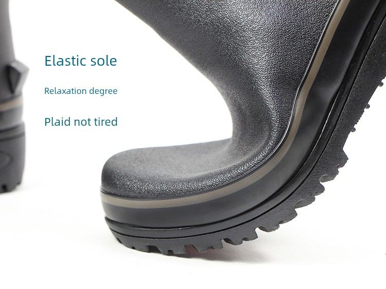 Warm High-End Solid Color Natural Rubber Fishing Rain Shoes_voghion.com