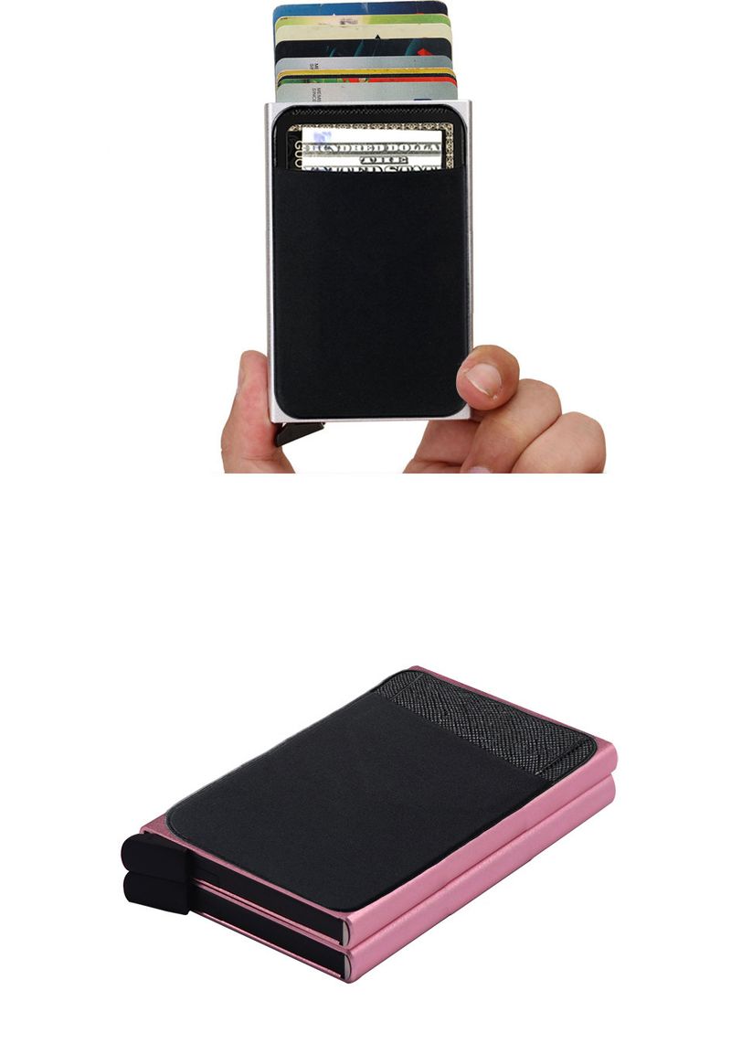 Porta carte di credito automatico a scomparsa in metallo a doppio strato da uomo, antifurto, anti-smagnetizzazione, scatola portaoggetti con grande capacità_voghion.com