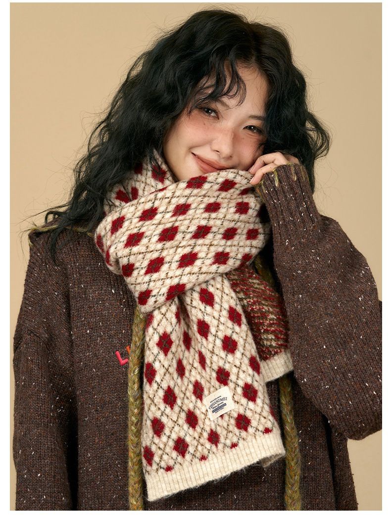 Sciarpa da donna 2025 Nuovo regalo di compleanno invernale per studenti Sciarpa calda antifreddo in maglia calda_voghion.com