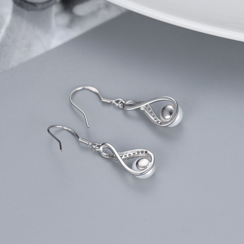 Conjunto de joias femininas da moda S925, prata esterlina, brincos geométricos de pérolas de água doce, conjunto de colar, joias femininas leves e luxuosas de corrente para clavícula_voghion.com