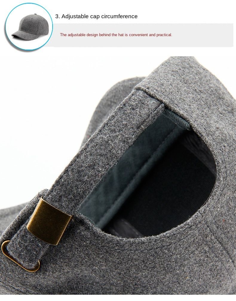 Casquette de baseball en laine à bord court réglable pour homme, chapeau épais pour loisirs en plein air, casquette chaude, automne et hiver_voghion.com