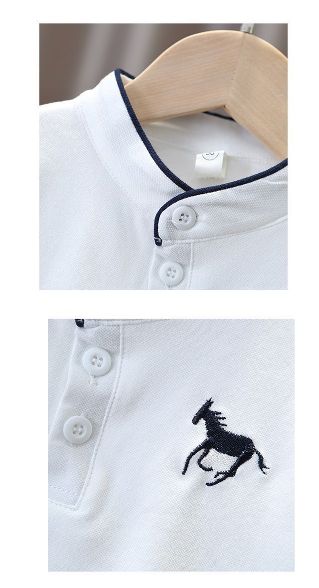 Mother&Kids Stand collar embroidered horse Polo stand collar loose knitting trend_voghion.com