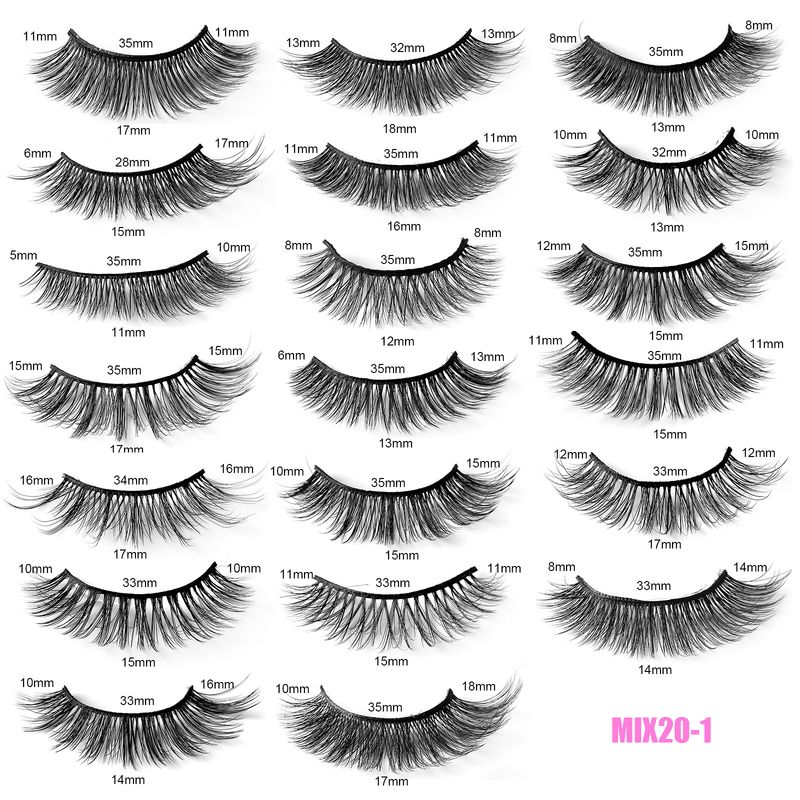 New Natural Synthetic 20 Pairs Mixed 3D Dense Long Messy False Eyelashes_voghion.com