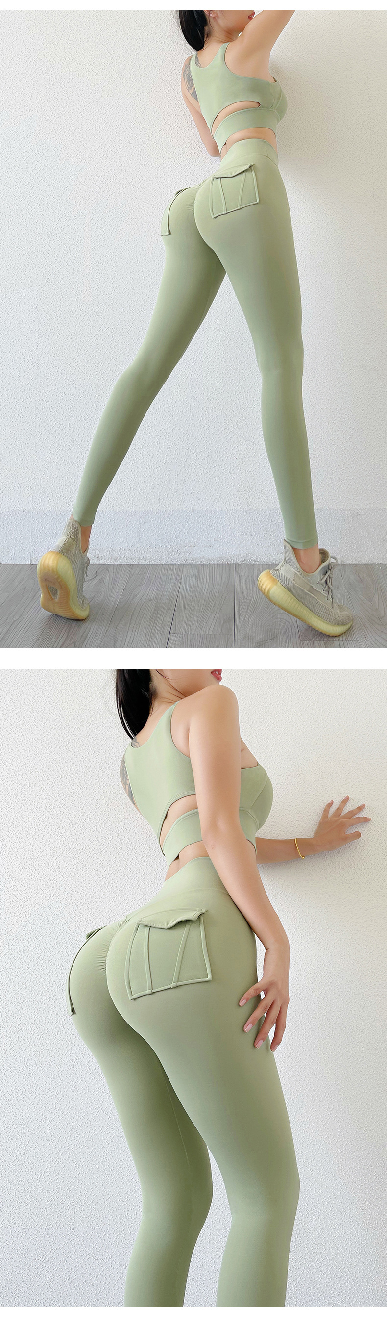 Women's Nude High-waist Butt-lifting Yoga Pants For Women With Pockets Sports Tights Chrysanthemum Fitness Pants_voghion.com