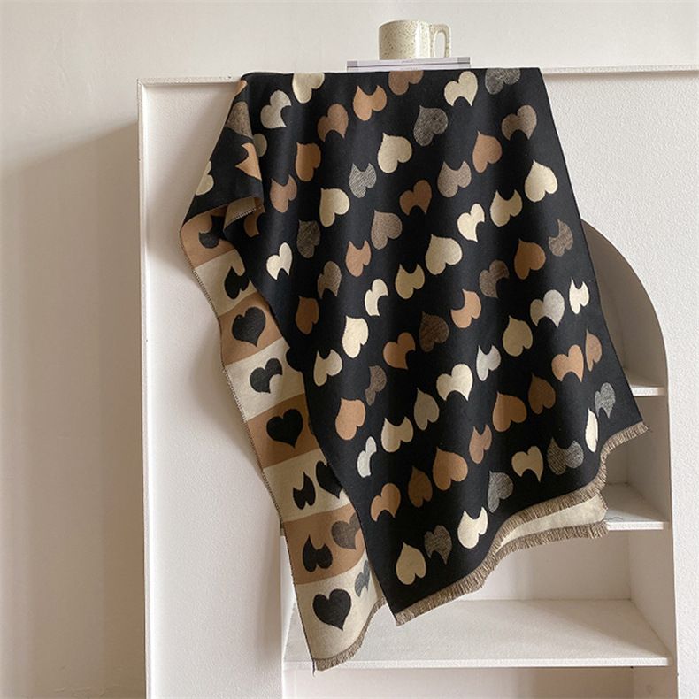 Korean version of new pure  cashmere scarf for women's autumn winter double-sided printed scarf, versatile and_voghion.com