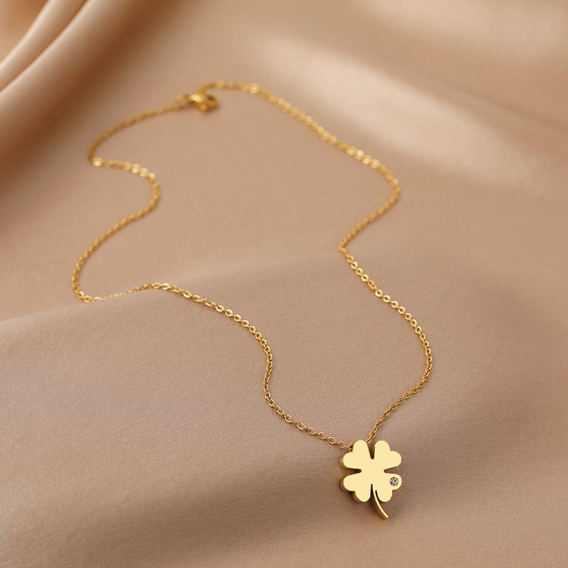 2025 Damesmode Cacana roestvrijstalen modieuze plantenvormige hangerketting, avondketting_voghion.com