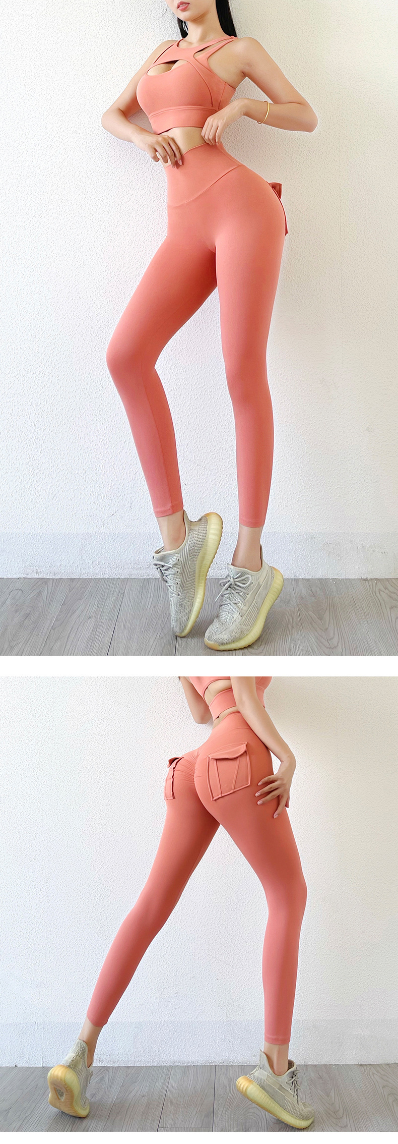 Women's Nude High-waist Butt-lifting Yoga Pants For Women With Pockets Sports Tights Chrysanthemum Fitness Pants_voghion.com