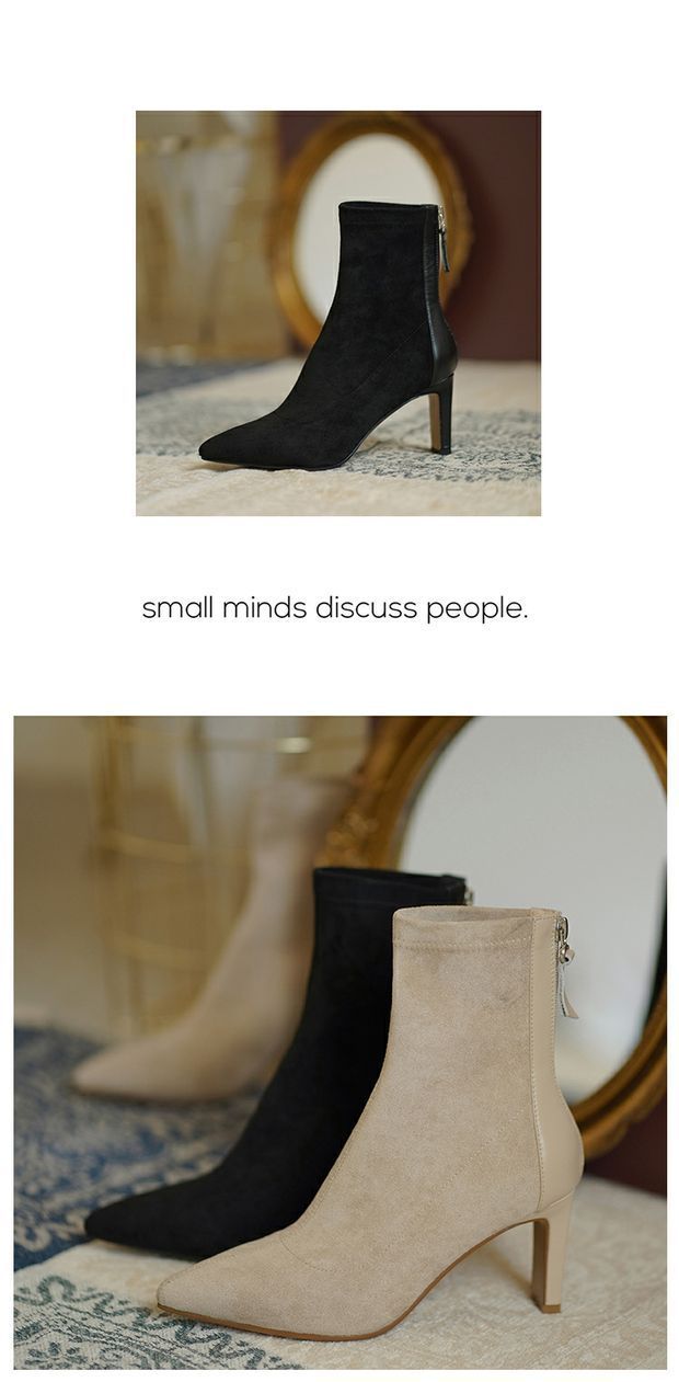 Kurze stiefel frauen neue winter mode schlanke stiefel lässig spitz high heel Martin stiefel_voghion.com
