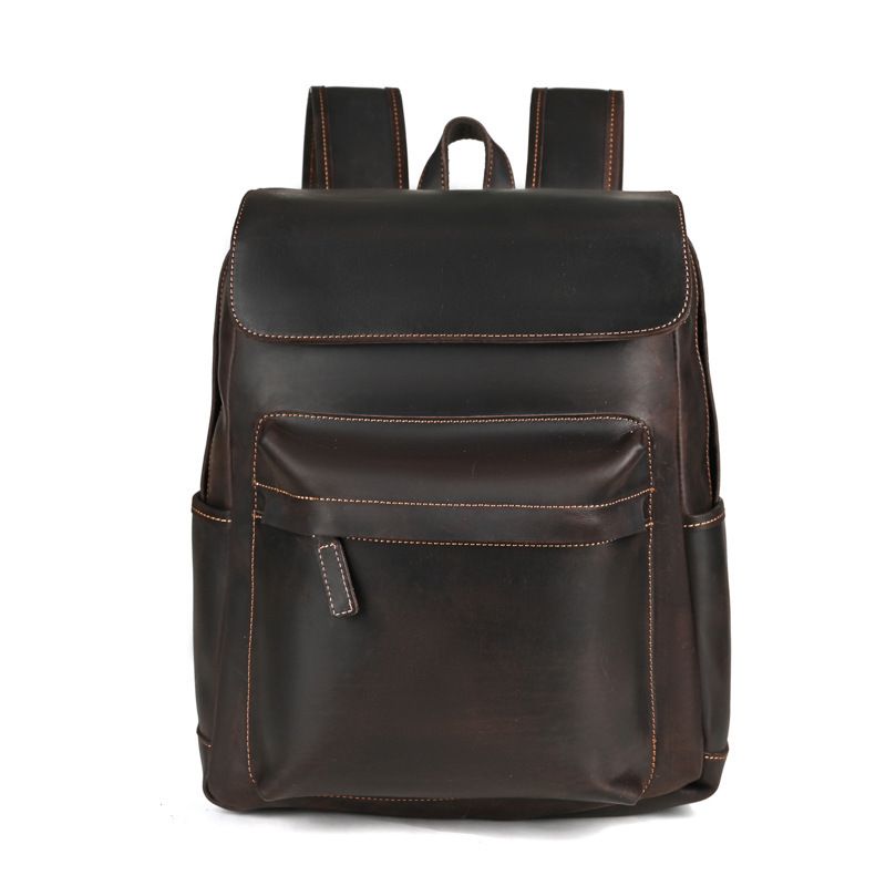 LazyZoom Neue Mode für Herren Outdoor-Rucksack Echte Casual Travel Große Kapazität Crazy Horse Leder Laptoptasche_voghion.com