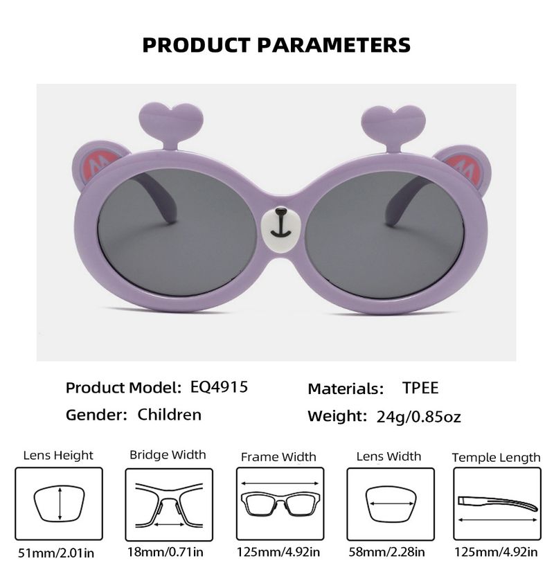 Weiche Silikon-Sonnenbrille für Kinder – Cartoon-Bär, UV-Schutz, polarisiert (kleiner Rahmen, reise- und fotofreundlich)_voghion.com