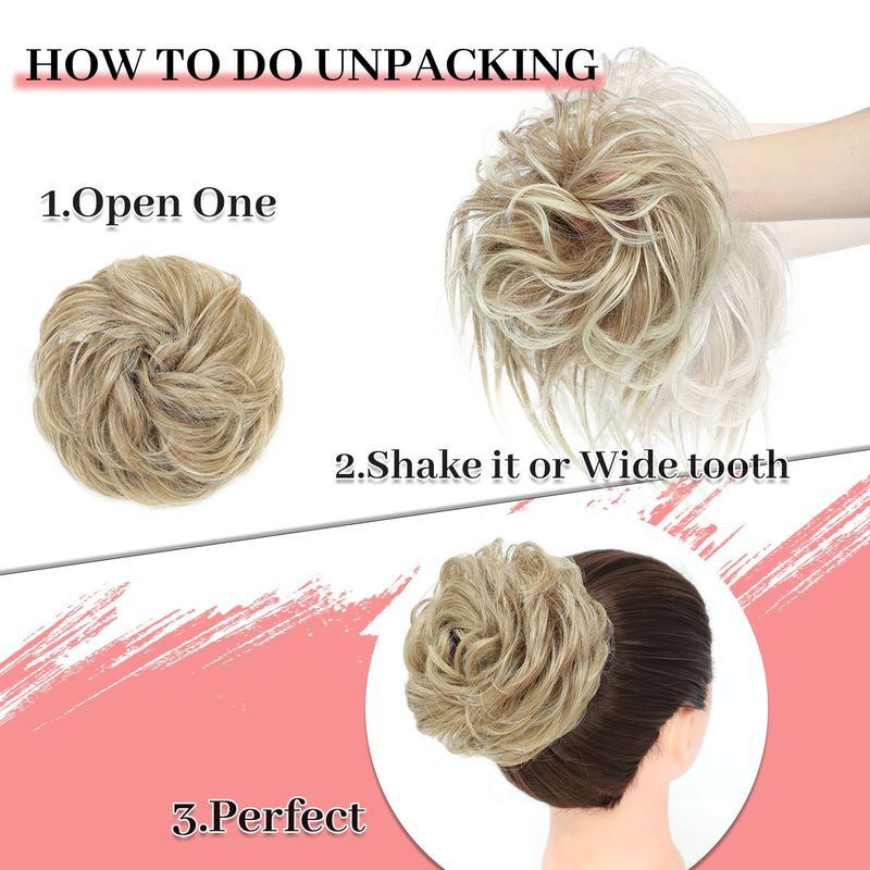 parrucca in fibra chimica con elastico da donna, anello per capelli da cocktail, borsa per capelli, anello per capelli ricci e soffici, set da cinque pezzi_voghion.com