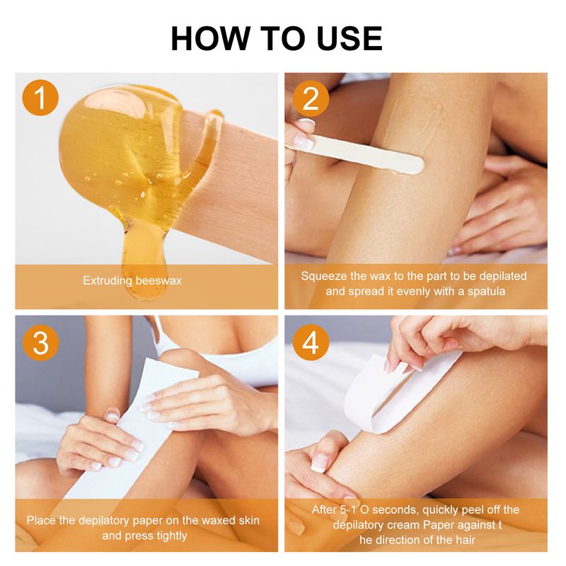 Honey Lemon Sugar Wax, Pure Natural Honey Wax Hair Removal Cream, Suitable For Leg, Chest, Hand, And Underarm Hair Removal, With A Scraper_voghion.com