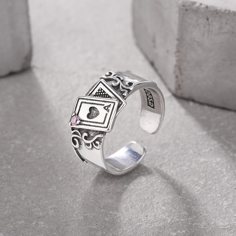 Anello da poker vintage in stile moda 2025, adatto per donne e ragazze, uomini, anello aperto sulle dita, come Ace Spike, poker, gioielli come regali_voghion.com