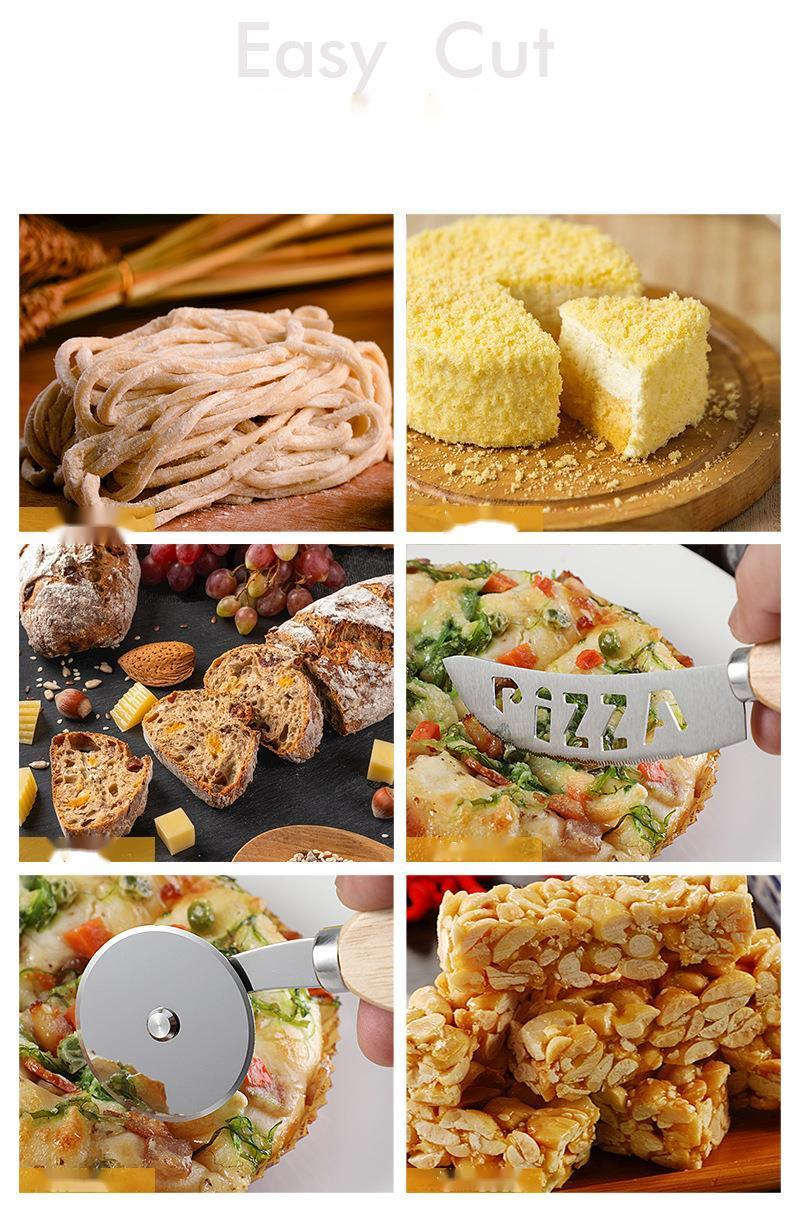 Edelstahl mit Eichengriff, PIZZA-Rollschneider, Schneider, Backwerkzeug, Pizzaschneider_voghion.com