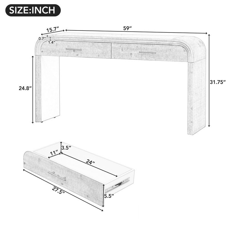 Unique Retro Silhouette Console Table With Open Style,Two Top Drawers For Entrance,Dinning Room,Living Room_voghion.com