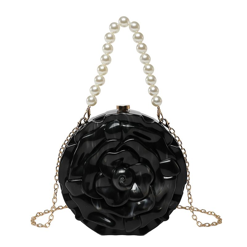 Abend-Clutch mit Blume, runde Scheibe, trendige Mode, einzelne Schulter, Umhängetasche, neue Nischen-Design-Tasche für Frauen_voghion.com