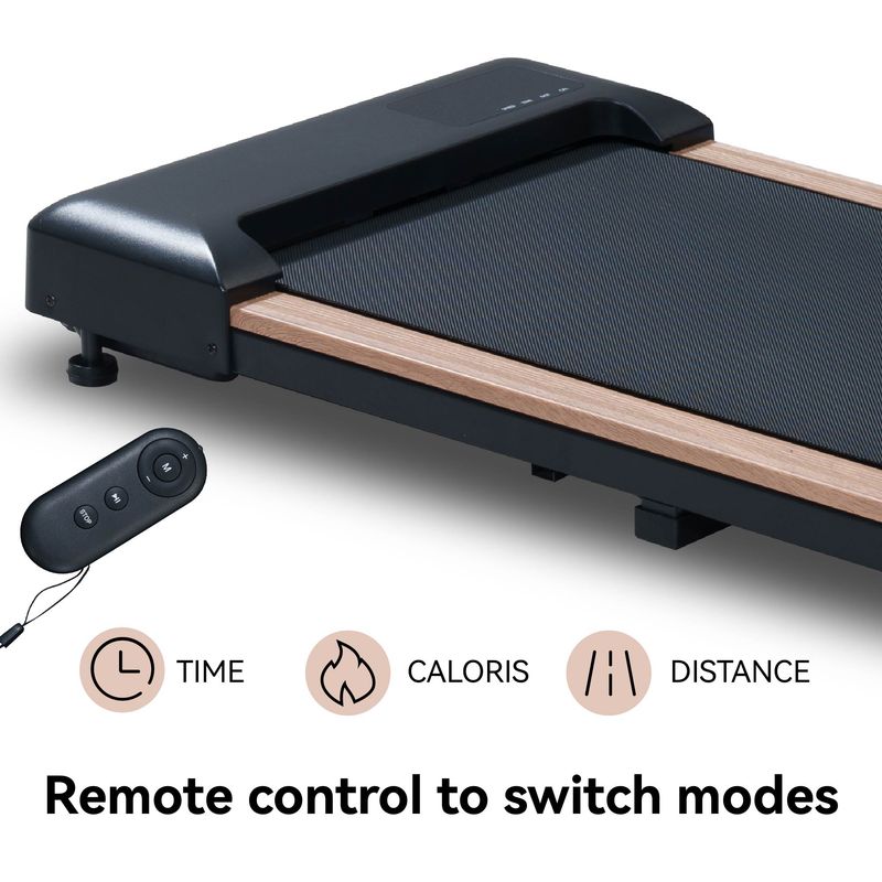 2.25HP Under Desk Treadmill, Portable Wood Walking Pad For Home & Office, Compact Running & Walking Machine With Remote Control, LED Display, Black_voghion.com