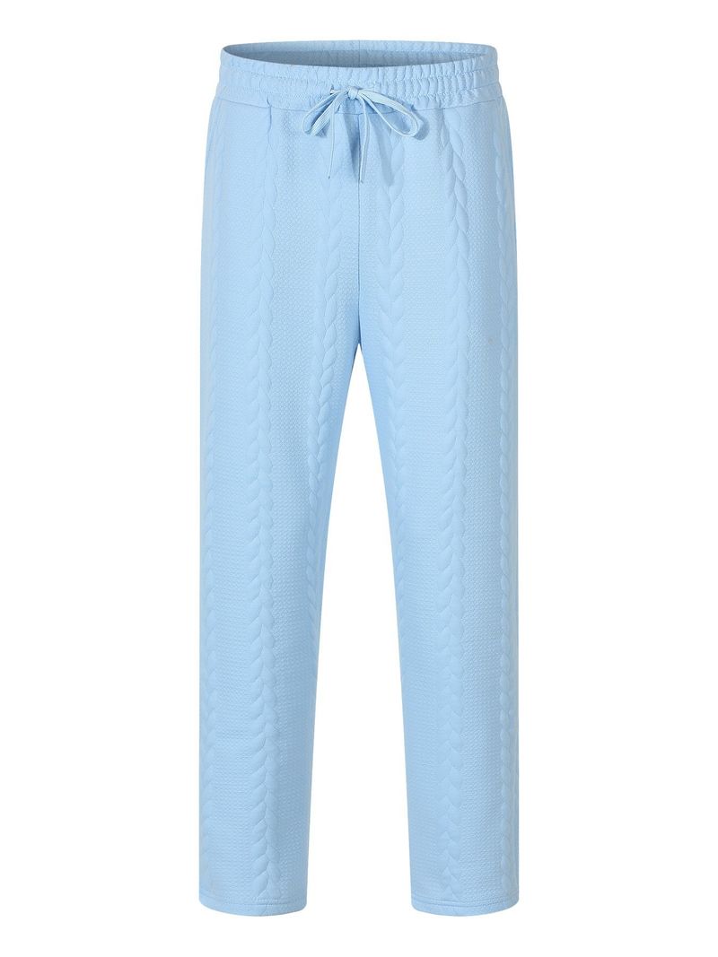 Men's Retro Casual Jogger Pants With Drawstring Waist, Solid Color & Jacquard Design, Comfortable Stretch Fabric For Outdoor & Daily Wear_voghion.com