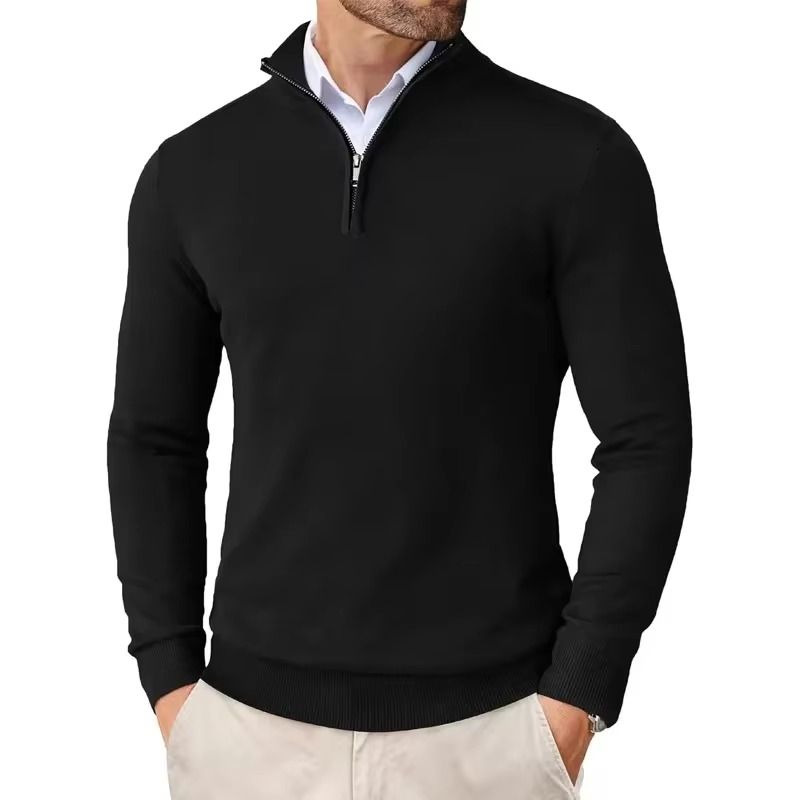 Men's Quarter Zip Up Sweaters Slim Fit Lightweight Pullover Outdoor Mock Neck Tops Half Turtleneck Knitted Streetwear_voghion.com