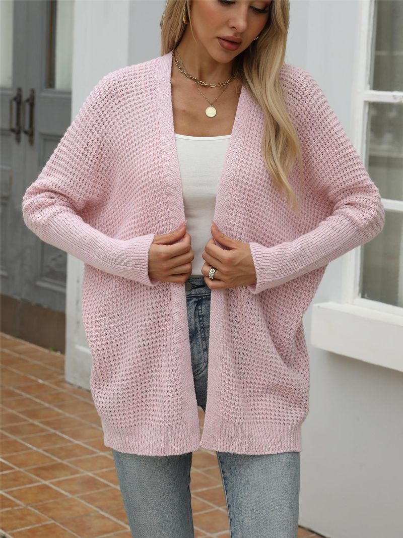 Herbst/Winter Damen Strickjacke Lockerer einfarbiger Pullover für Damen_voghion.com