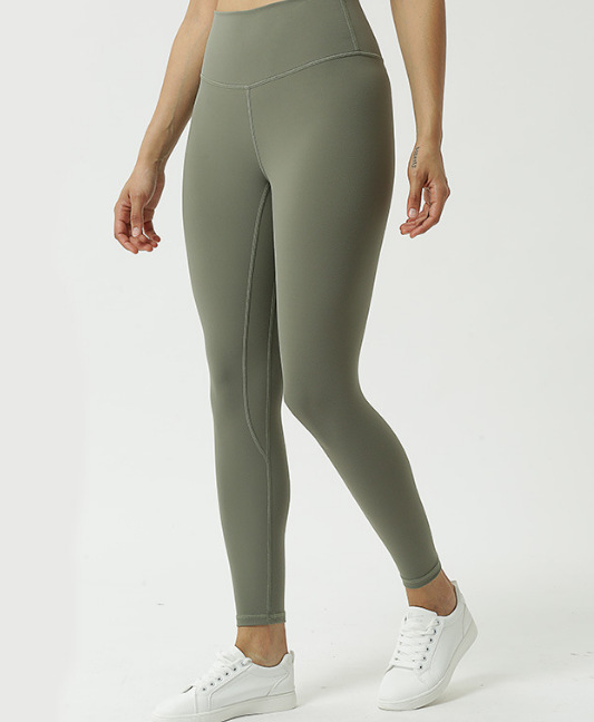 vvcx 2025s New Double-Sided Brushed For Women, Skin-Friendly Naked Feel, Nine-Tenths Length, High Waist, Hip-Lifting Yoga Pants_voghion.com