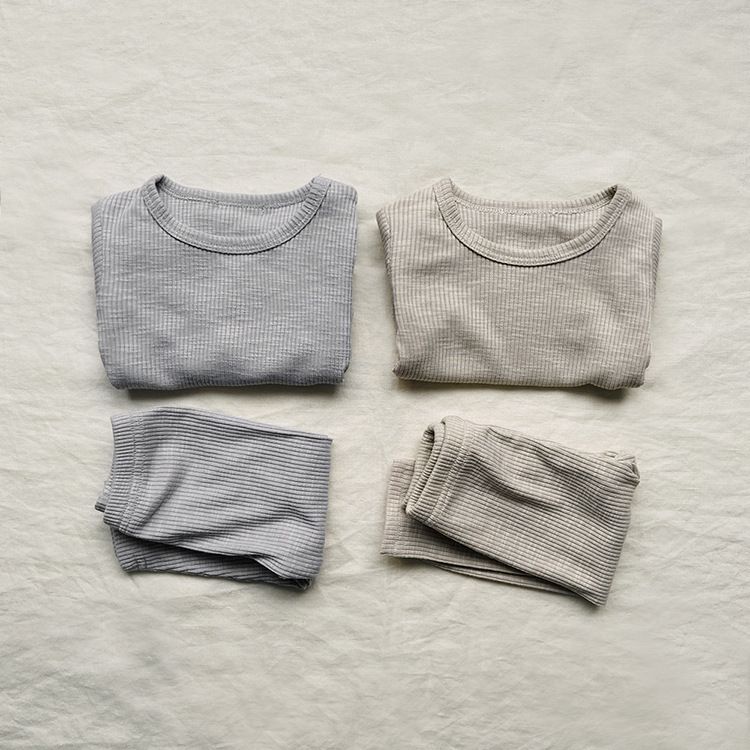 Calças de outono para bebê, roupas de casa para meninos, conjunto canelado para meninas, roupa íntima de fenda para bebê, base, roupas infantis_voghion.com