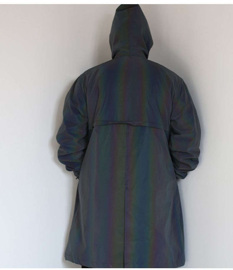Men's Clothing long colorful reflective raincoat adult men and women large size windbreaker outdoor zipper raincoat_voghion.com