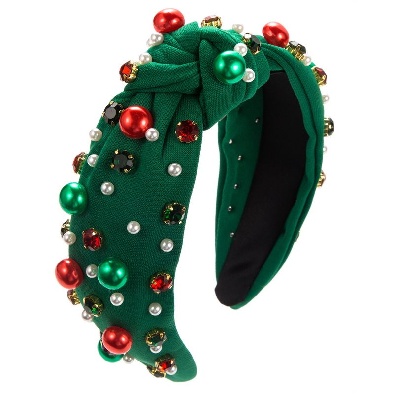 Christmas hair band with red green drill bit band for women's simple and versatile trendy hair accessories_voghion.com