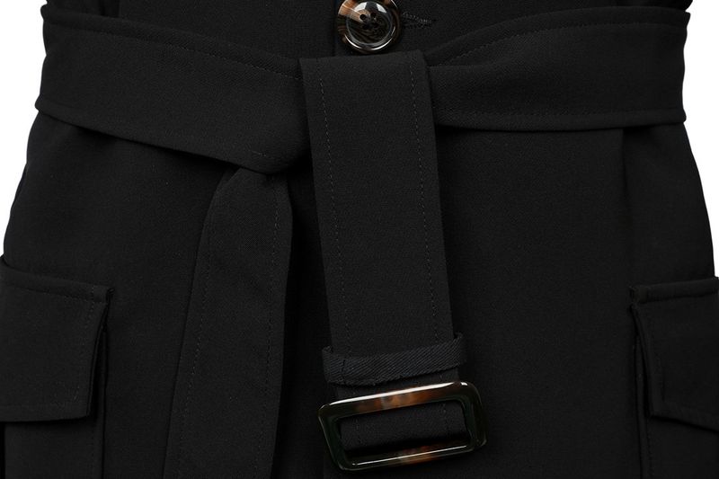 Heren Utility Trenchcoat - Geïnspireerd werkjack met afneembare riem (katoen-polyestermix, middellange lengte, kreukvrij, zwart, slim fit)_voghion.com