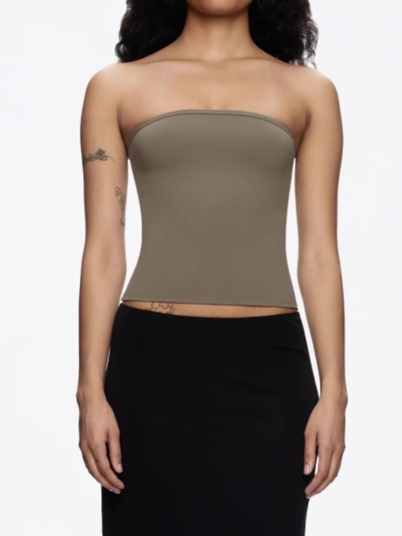 Top bustier sexy elasticizzato con stecche da donna - Canotta aderente ad alta elasticità per l'estate, abbigliamento esterno e stratificazione_voghion.com