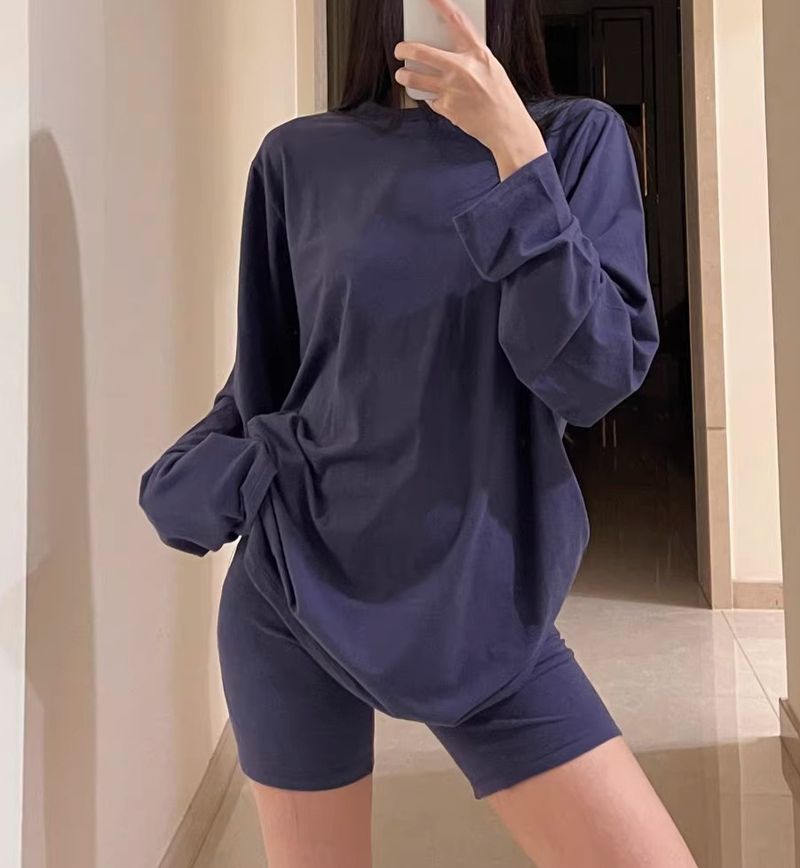 skims2025 Frühlings-T-Shirt mit langen Ärmeln, Kardashian, zweiteilig, Homewear, lässiges Mode-Set für Damen_voghion.com