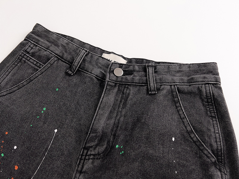 Pantaloni antispruzzo artificiali a gamba dritta in jeans elasticizzati di marca retrò e alla moda per coppie di uomini e donne_voghion.com