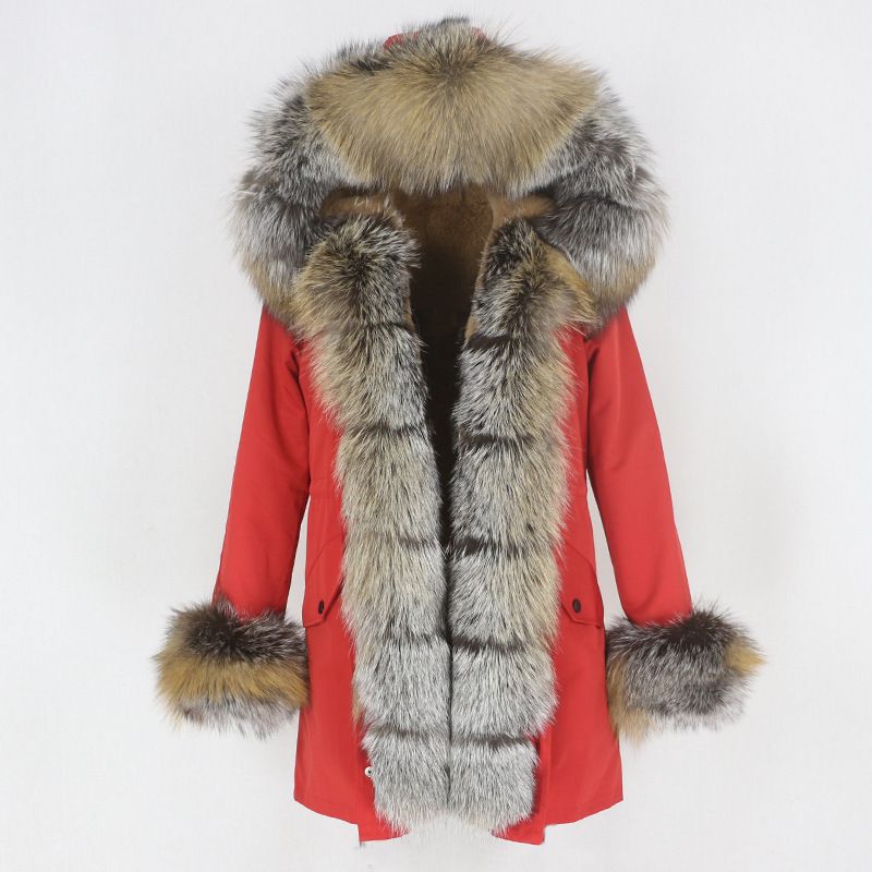 Women's Clothing hot sale winter parka for women with detachable fox fur collar lining fashionable warm ladies mid length coat_voghion.com