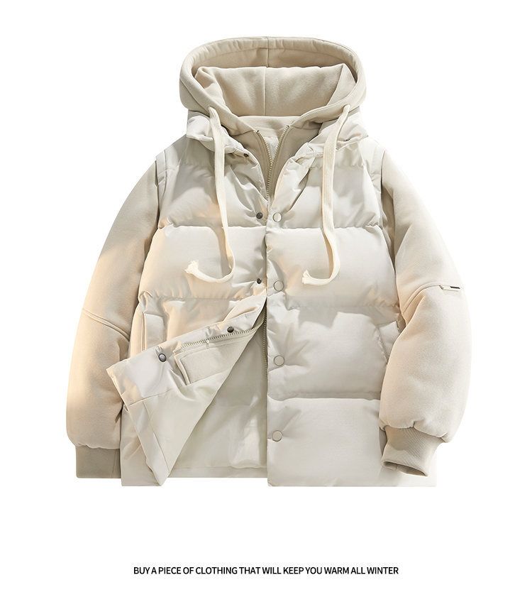 Men's Fashionable Two-Tone Hooded Winter Jacket With Fleece Lining - Lightweight Warm Coat For Casual Daily Wear_voghion.com