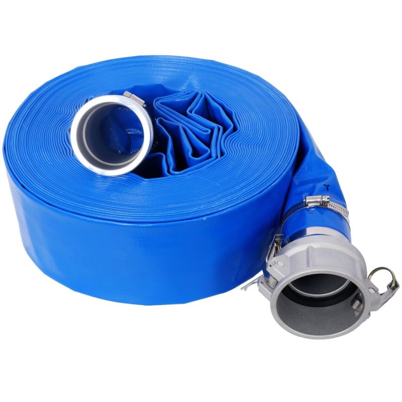 Drain Lay Clea Blue Duty Pump Discharge Hose Hoses Reinforced Pool For PVC Backwash Water 3X100FT Pools Swimming Flat Heavy And_voghion.com
