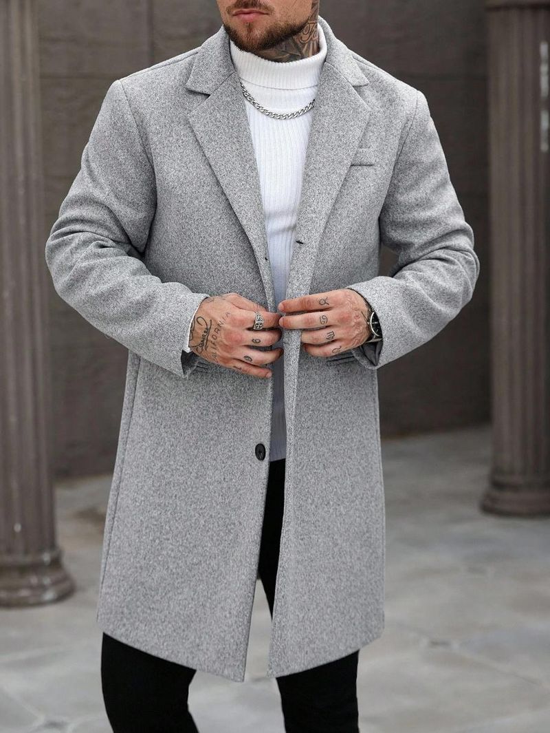 Men's Double-Faced Wool Blend Overcoat – Slim-Fit Long Trench Coat With Notched Lapel (Winter-Ready, Business & Casual)_voghion.com