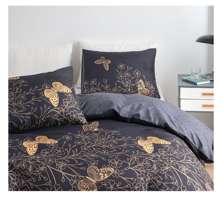 Stunning Gold Butterfly & Constellation Design, Modern Minimalist Quilt Cover With Pillowcases, Luxury Synthetic Fiber Bedding For Twin/Full Size Beds_voghion.com