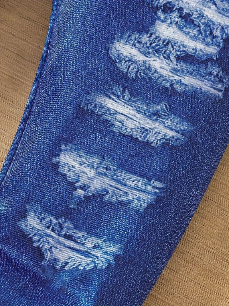 "Kinderbroek met denimlook en print - Zachte stretch polyester, trendy en comfortabel voor meisjes van 3-8 jaar (100-140 cm), B-klasse veiligheid"_voghion.com