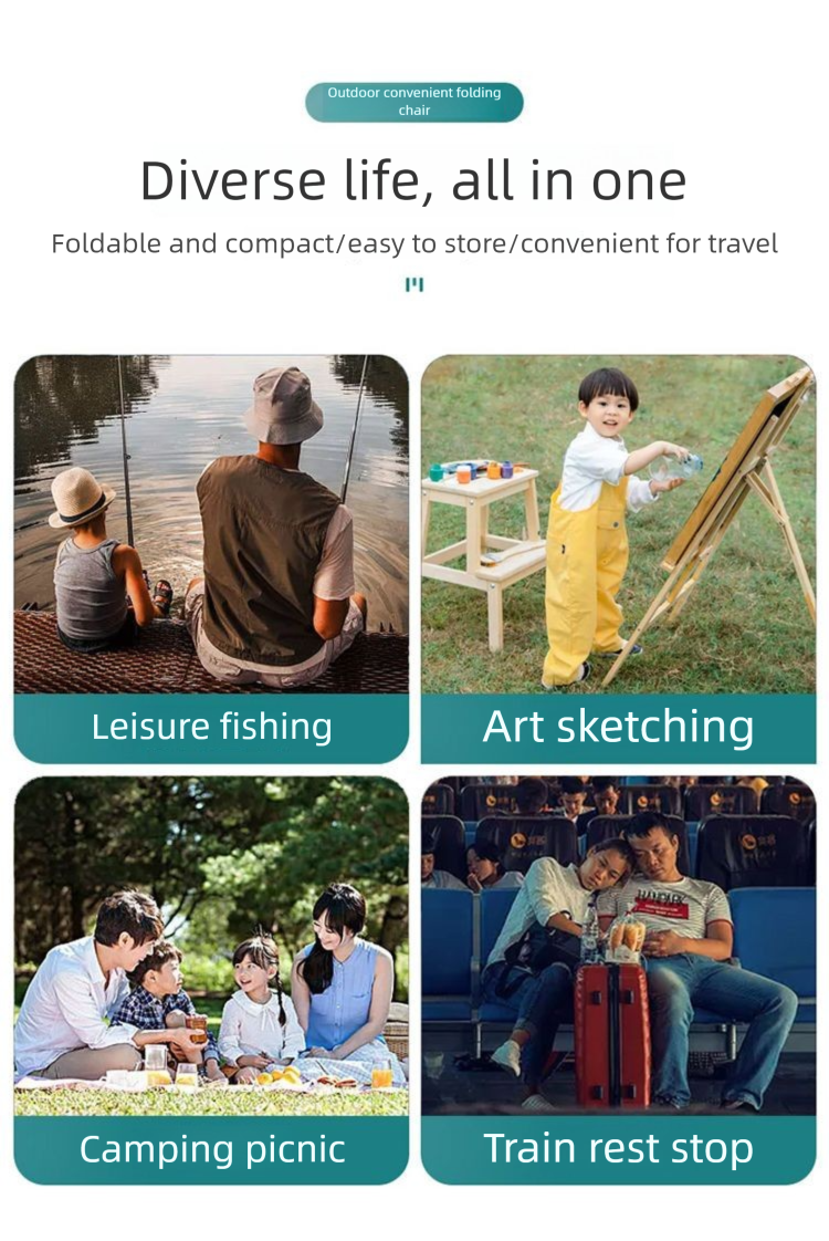 Sgabello piccolo portatile da campeggio per esterni, da spiaggia, con schienale, da pesca, da letto pieghevole, da ufficio, per pisolini, reclinabile_voghion.com