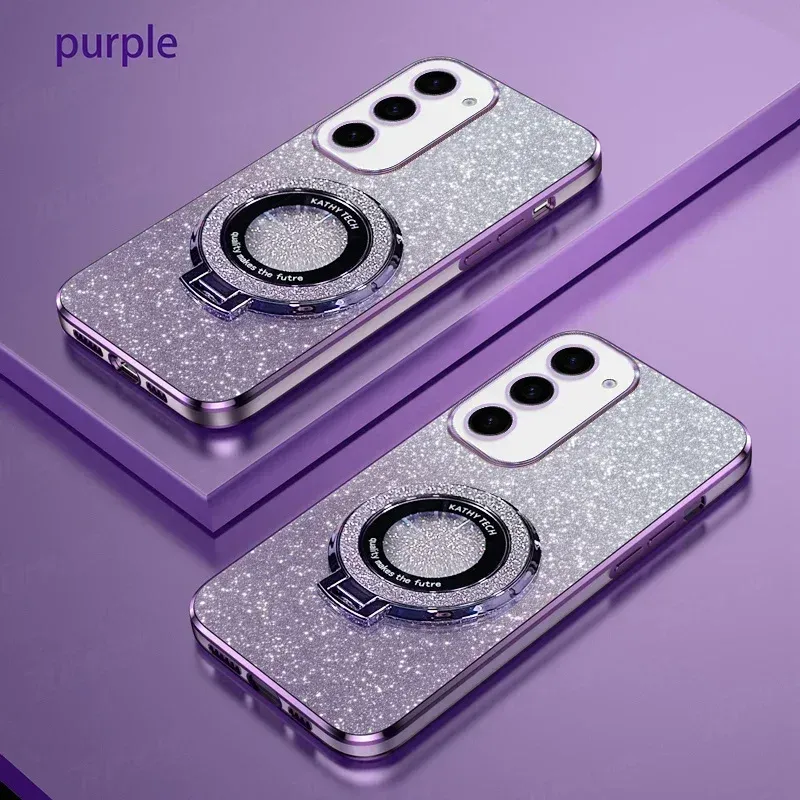 Funda de TPU con anillo magnético y purpurina para Samsung Galaxy S25 Ultra, S24, S23 FE, S22, S21, S20, S10 Plus, Note 20 Ultra Pro_voghion.com