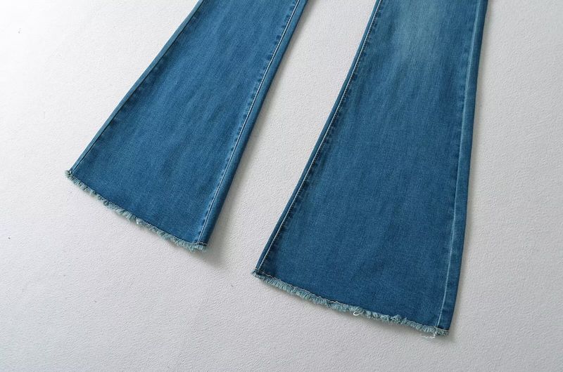 Naiste riided Seksikad madala vöökohaga õhukesed puusad kallistavad toore servaga laienevad püksid Naiste pestud mikro laienenud teksapüksid_voghion.com