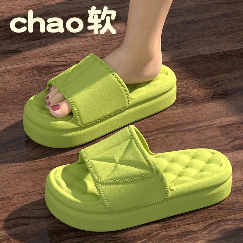 Kadınlar ve Erkekler İçin Yastıklama Etkili Otel Banyosu, Yazlık EVA İç Mekan Banyo Kaymaz Kalın Tabanlı Terlikler_voghion.com