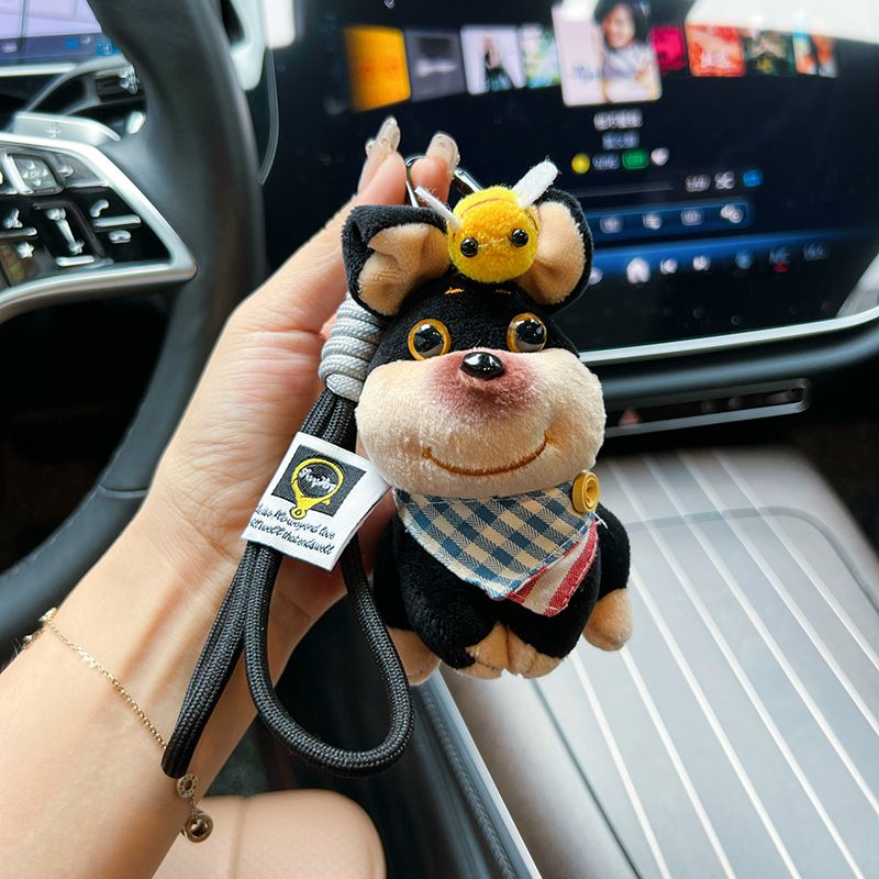Portachiavi carino a forma di bavaglino con ape e cane, personaggio famoso di Internet, peluche, portachiavi per auto, coppia, borsa, ciondolo_voghion.com