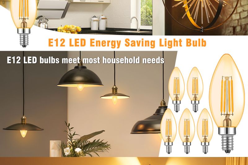 C35/B10 LED Filament Bulb - 120V Waterproof Vintage Glass Edison Bulb, Dimmable & Shatterproof_voghion.com