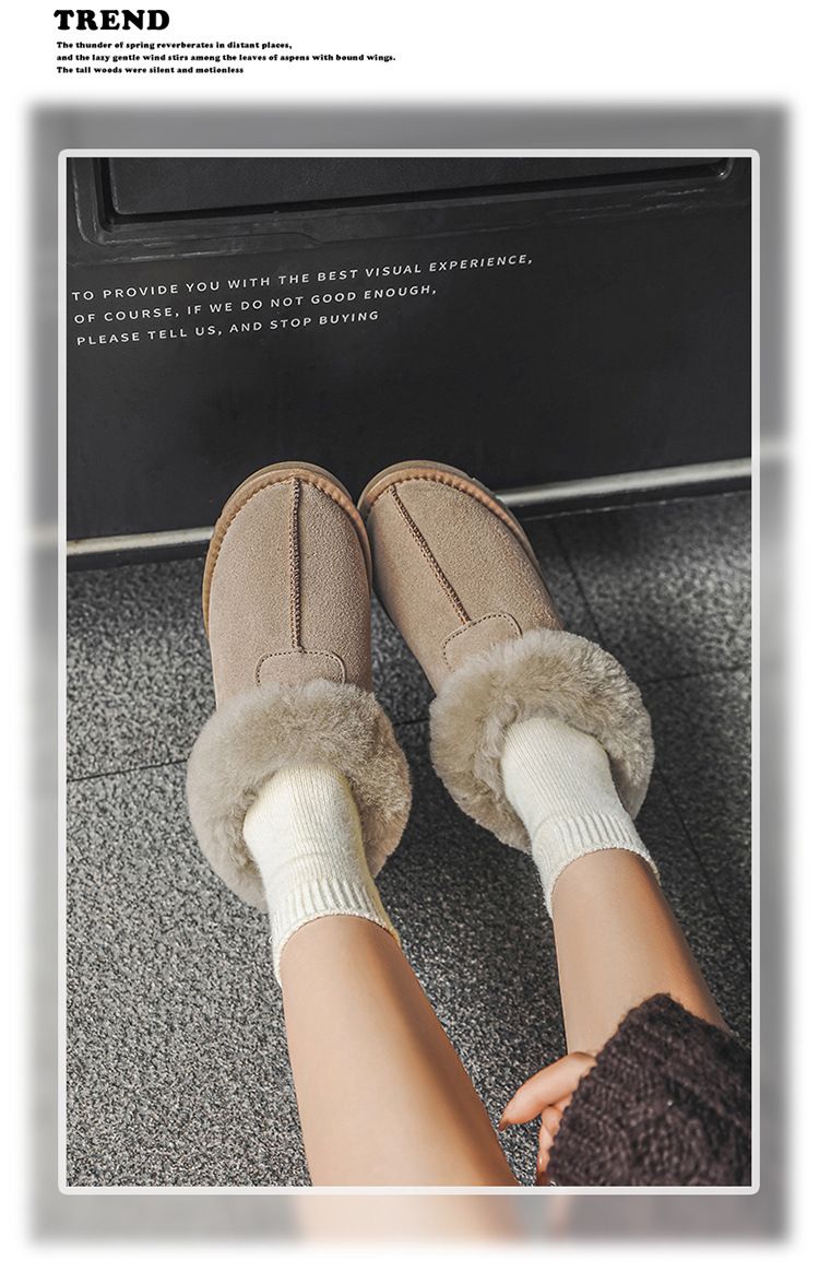 Snow boots female sheep fur in one winter with cashmere cotton shoes short tube bread shoes_voghion.com
