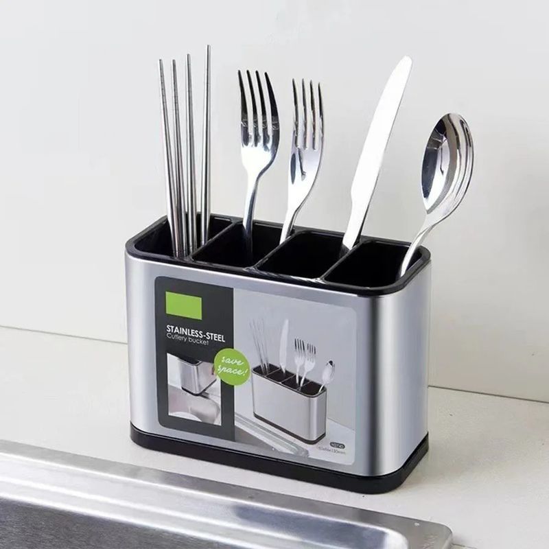 Portaposate in acciaio inossidabile per stoviglie domestiche, scolapiatti, portaoggetti per cucchiai, organizer da cucina_voghion.com