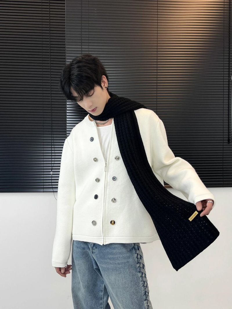 Korean Cardigan Sweater For Men, Spring And Autumn American Style Double-Breasted Zipper Knitwear, High-End -Style_voghion.com
