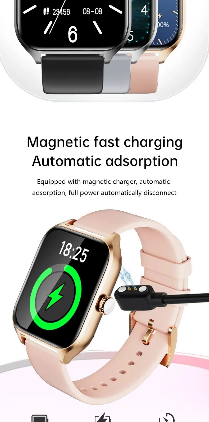 WS1 Smart Watch Bluetooth HD Display Waterproof Heart Rate Blood Oxyen for Women Men Fiess Tracker and Health_voghion.com